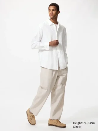 Pantaloni alla caviglia da uomo in misto lino | A righe