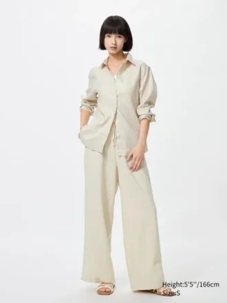 Pantaloni comodi da donna in misto lino Pantaloni comodi da donna in misto lino