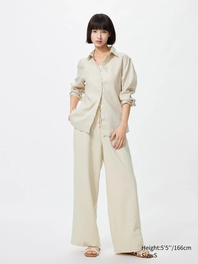 Pantaloni comodi da donna in misto lino Pantaloni comodi da donna in misto lino