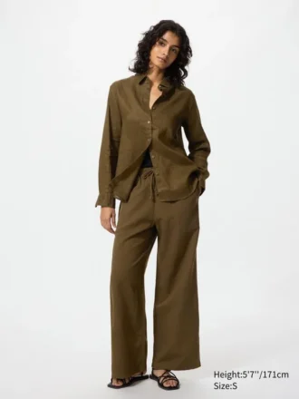 Pantaloni comodi da donna in misto lino Pantaloni comodi da donna in misto lino