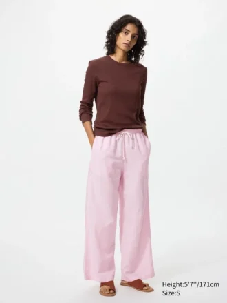 Pantaloni comodi da donna in misto lino