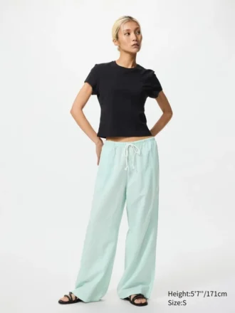 Pantaloni comodi da donna in misto lino