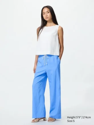 Pantaloni comodi da donna in misto lino
