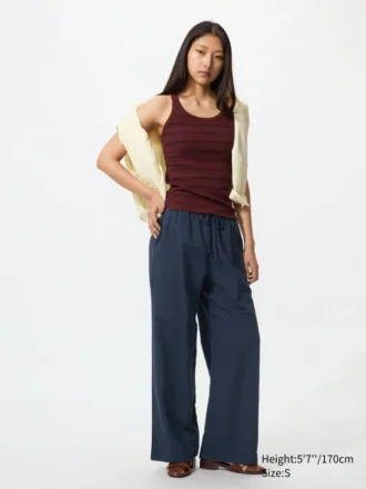 Pantaloni comodi da donna in misto lino