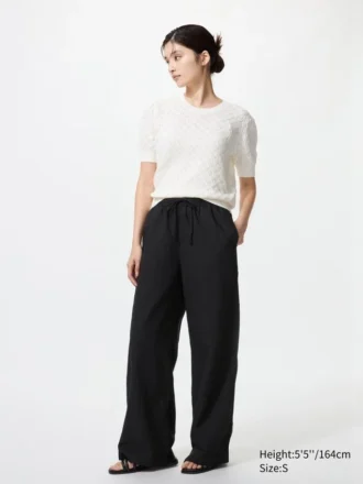 Pantaloni comodi da donna in misto lino