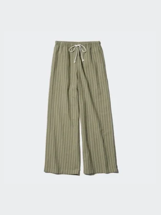 Pantaloni comodi da donna in misto lino | A righe