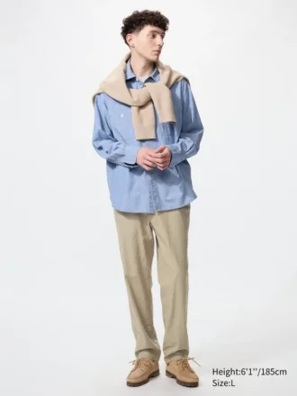 Pantaloni comodi da uomo in misto lino