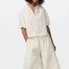 Pantaloni culotte da donna in misto lino Pantaloni culotte da donna in misto lino