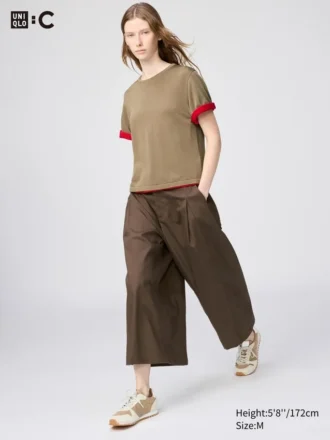Pantaloni culotte in cotone da donna