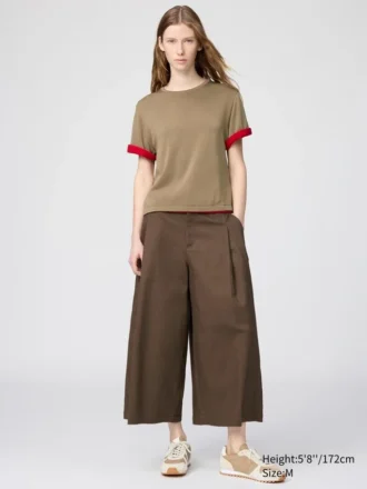 Pantaloni culotte in cotone da donna