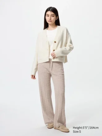 Pantaloni da donna in maglia lavabile con motivo a trecce