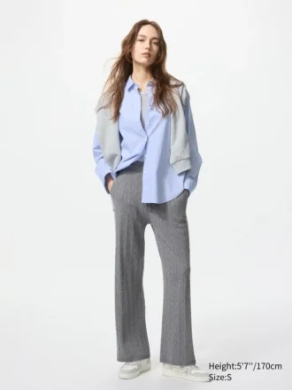 Pantaloni da donna in maglia lavabile con motivo a trecce