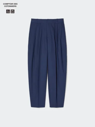 Pantaloni da donna in misto lino a gamba larga