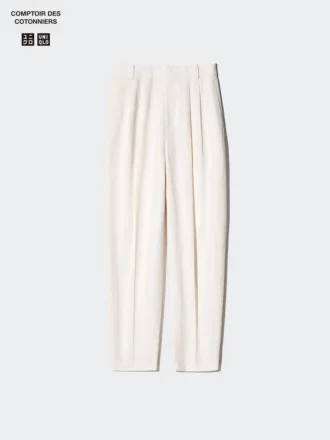 Pantaloni da donna in misto lino a zampa d’elefante