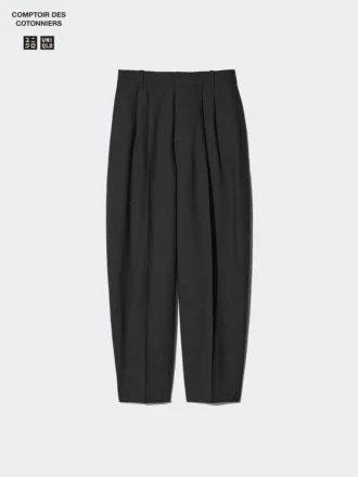 Pantaloni da donna in misto lino a zampa d’elefante