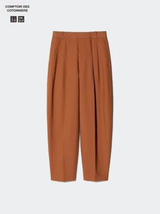 Pantaloni da donna in misto lino a gamba larga