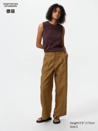 Pantaloni dritti da donna in misto lino Pantaloni dritti da donna in misto lino