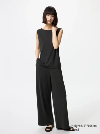 Pantaloni dritti in jersey crepe da donna