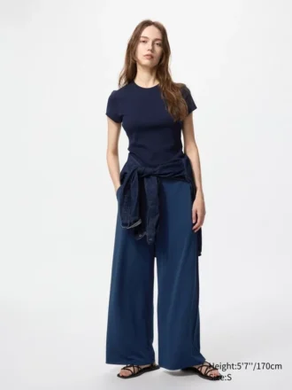 Pantaloni dritti in jersey di crêpe da donna