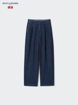 Pantaloni larghi a pieghe da donna | Denim