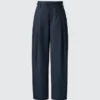 Pantaloni larghi a pieghe in cotone e lyocell da donna Pantaloni larghi a pieghe in cotone e lyocell da donna