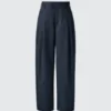 Pantaloni larghi a pieghe in cotone e lyocell da donna Pantaloni larghi a pieghe in cotone e lyocell da donna