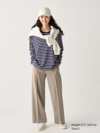 Pantaloni larghi da donna in jersey spazzolato