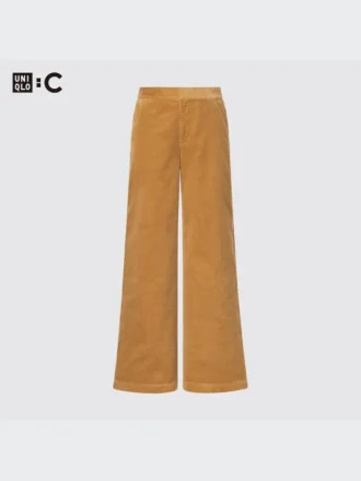 Pantaloni larghi da donna in velluto a coste