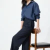 Pantaloni larghi eleganti da donna | A righe | Taglia alta Pantaloni larghi eleganti da donna | A righe | Taglia alta