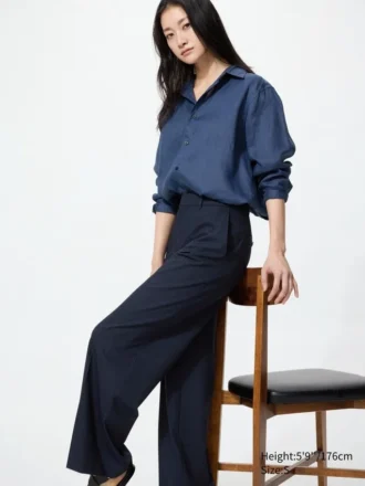 Pantaloni larghi eleganti da donna | A righe | Taglia alta