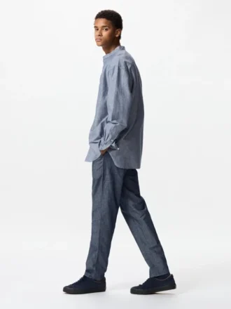 Pantaloni larghi unisex in misto lino