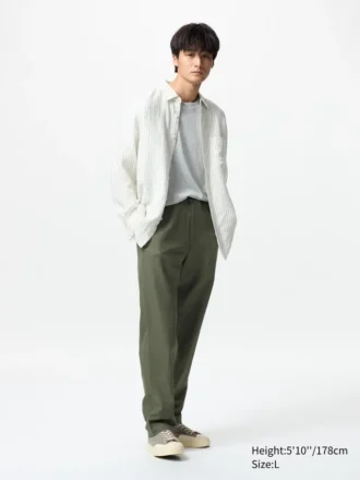 Pantaloni larghi unisex in misto lino