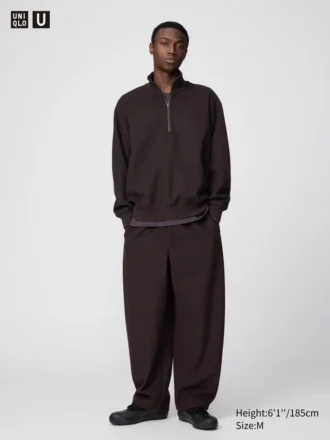 Pantaloni sportivi larghi unisex in tessuto spazzolato