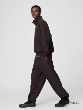 Pantaloni sportivi larghi unisex in tessuto spazzolato