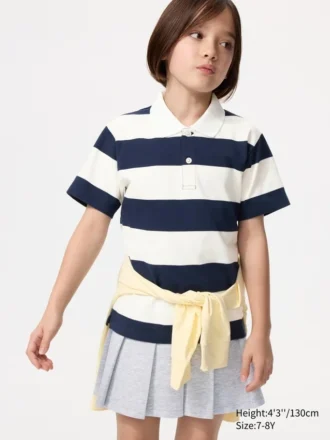 Polo a righe in piqué dry per bambini