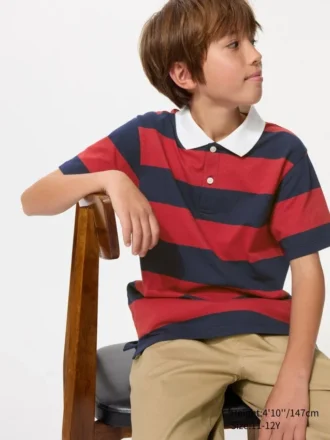 Polo a righe in piqué dry per bambini