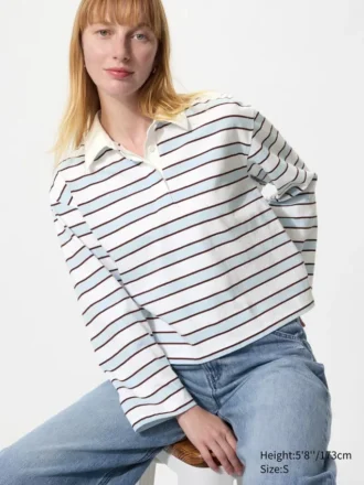 Polo da donna in cotone lavato | A righe