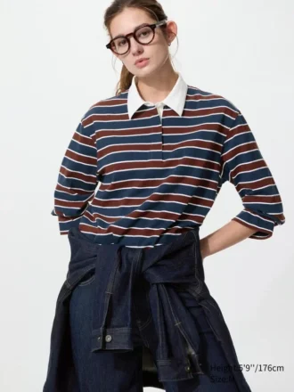 Polo da donna in cotone lavato | A righe
