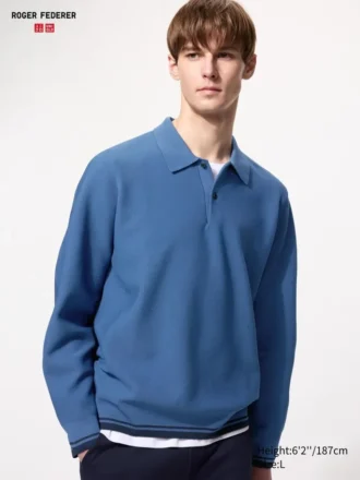 Polo da uomo in maglia 3D Knit lavabile | Maglie a manica lunga Polo da uomo in maglia 3D Knit lavabile | Maglie a manica lunga