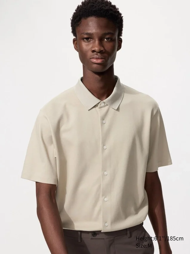 Polo unisex in piqué di cotone AIRism completamente aperta Polo unisex in piqué di cotone AIRism completamente aperta