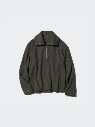 Pullover da donna in jersey spazzolato con mezza zip