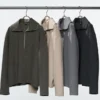 Pullover da donna in jersey spazzolato con mezza zip Pullover da donna in jersey spazzolato con mezza zip