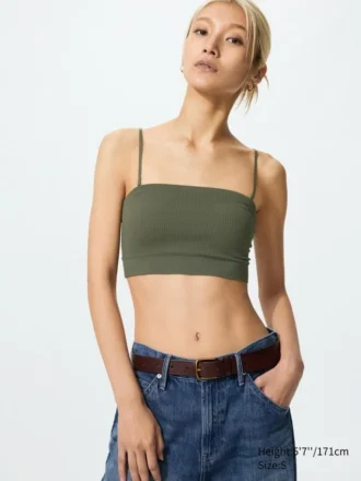Reggiseno a fascia senza ferretti a coste da donna