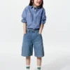 Shorts in denim larghi da bambino