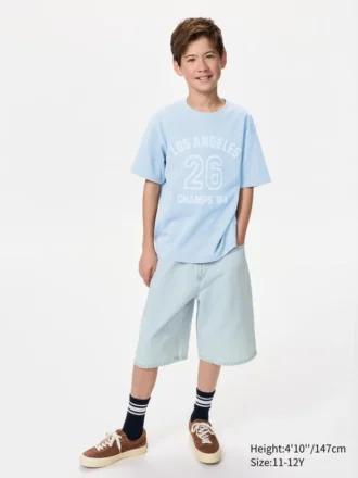 Shorts in denim larghi da bambino