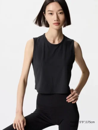 T-shirt a costine morbida AIRism da donna | Senza maniche