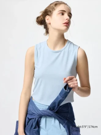 T-shirt a costine morbida AIRism da donna | Senza maniche