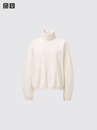 T-shirt a manica lunga con collo Dolcevita in jersey spazzolato da donna