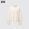 T-shirt a manica lunga con collo Dolcevita in jersey spazzolato da donna