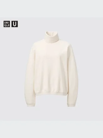 T-shirt a manica lunga con collo Dolcevita in jersey spazzolato da donna